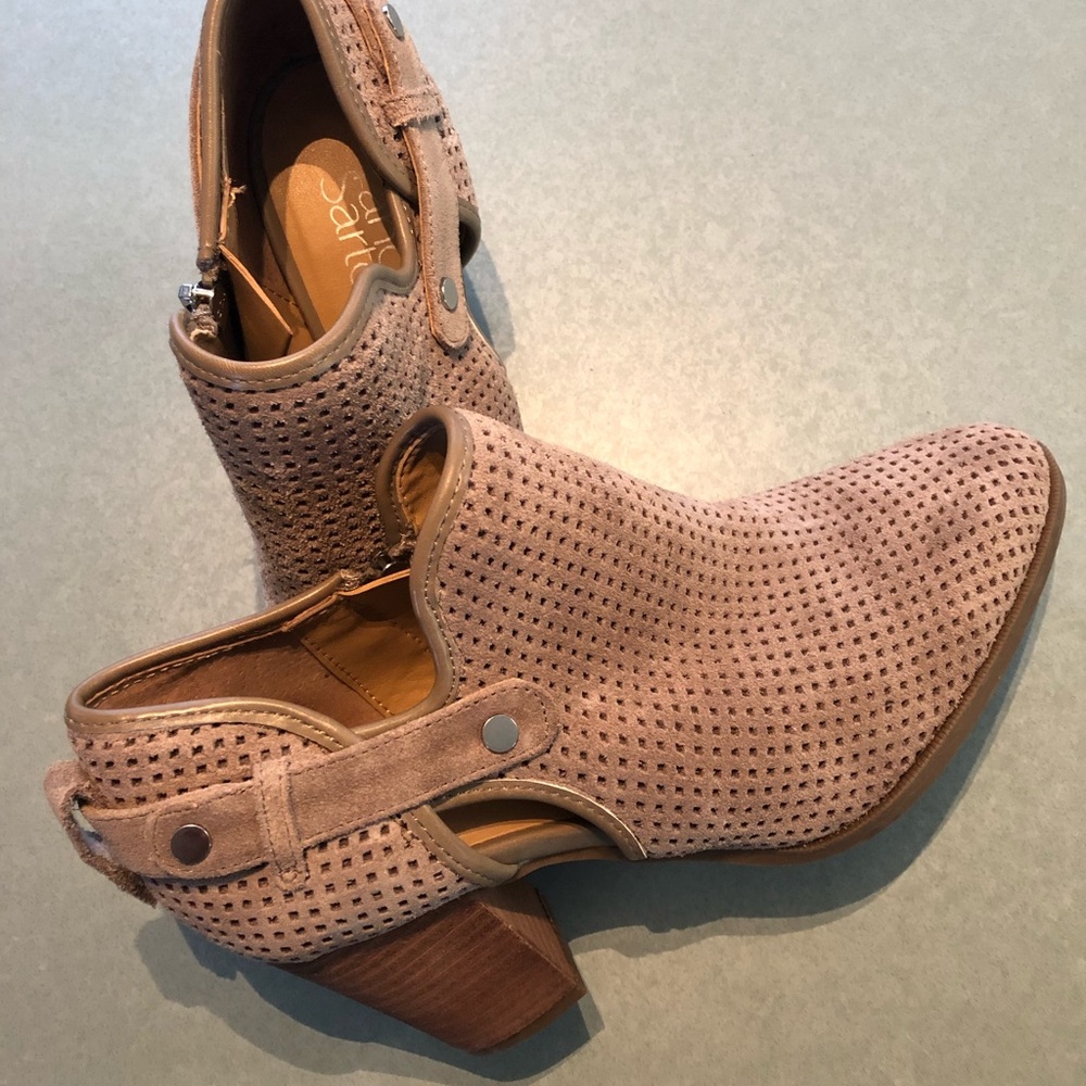 Franco Sarto Dakota Suede Stacked Heel Ankle Boots